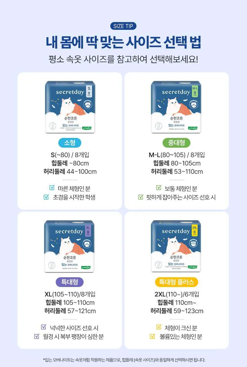 [100% 순면] 시크릿데이 순한코튼 슬림핏 생리대 8종 택1 상세페이지 58